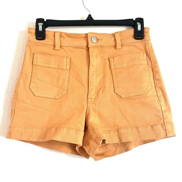 EVERLANE Women’s The Patch Pockets Shorts High Rise Apricot Orange - Picture 2 of 10